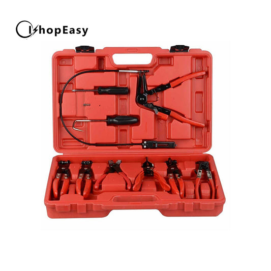 Ishopeasy 9pc Hose Clamp Clip Plier Kit Set Swivel Jaw Flat Angled BandAutomotive Tool Kit