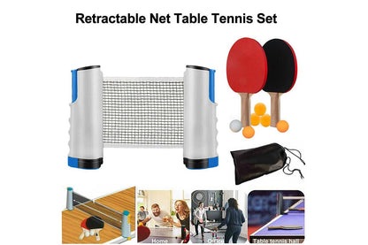 Portable Retractable Net Table Tennis Paddle Bats 6 Balls Instant Ping Pong Set