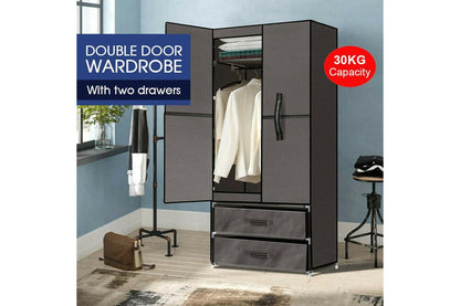 Large Portable Clothes Closet Wardrobe Storage Cabinet Organiser Unit with Shelf