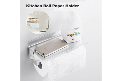 Kitchen Roll Paper Holder Wall Mount Toilet Tissue Hanger Towel Storage Rack