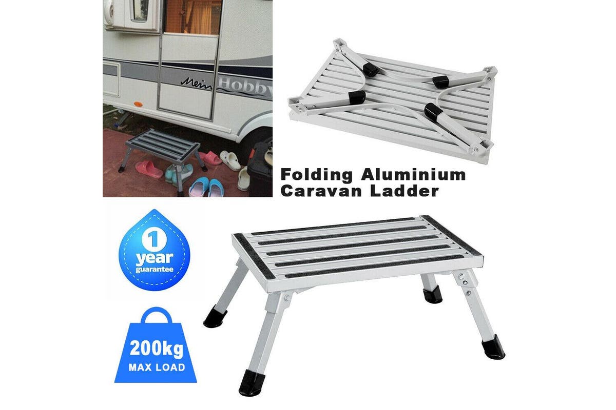 200KG Folding Aluminium Step Caravan Accessories Portable Ladder Stool Trailer