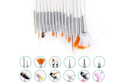 30xNail Art Painting Design Brushes Dotting Drawing Polish Pen Kit Striping Tape