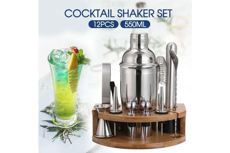 12PCS Cocktail Shaker Set Maker Mixer Martini Spirits Bar Strainer Bartender Kit