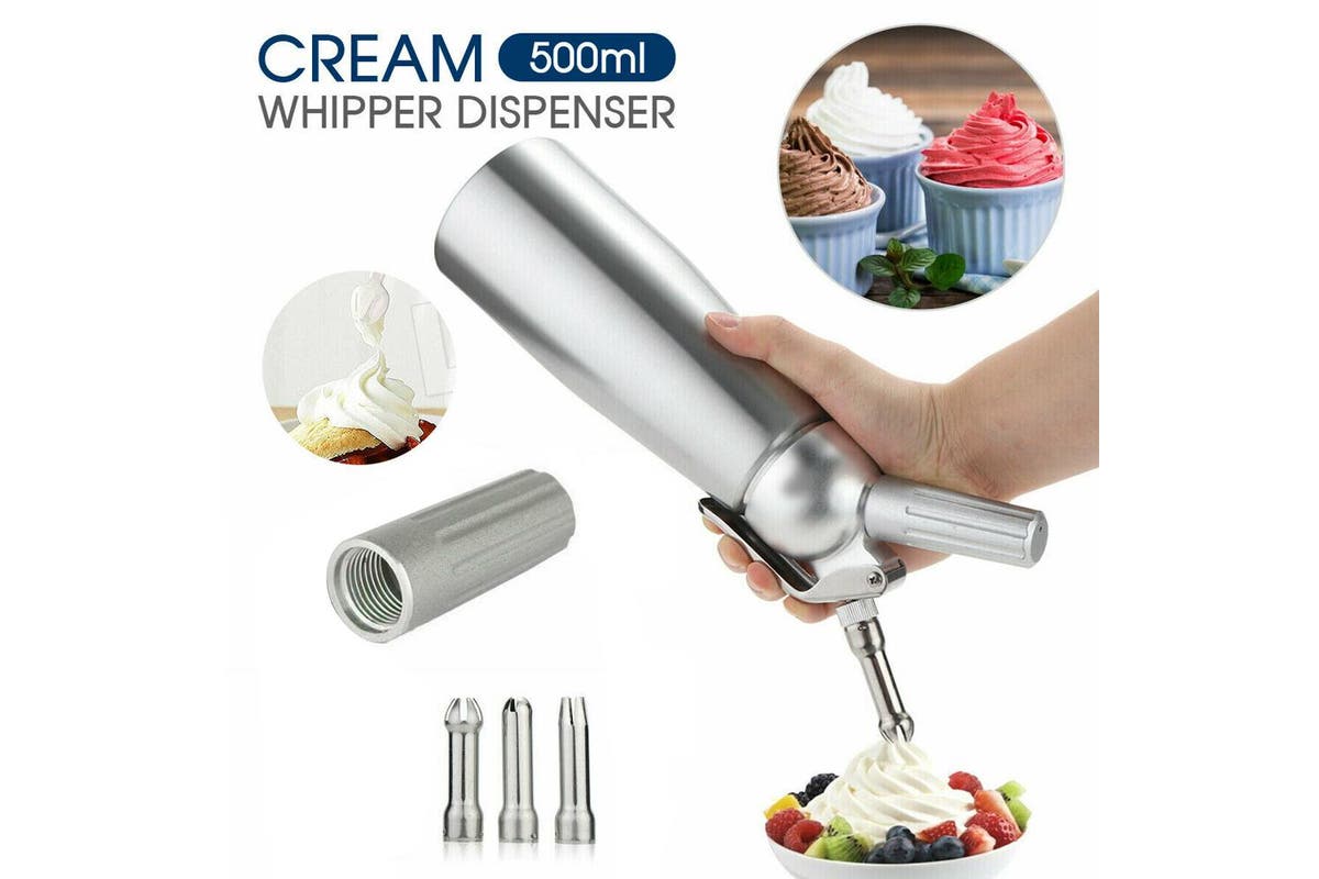 Silver Cream Whipper Whip Coffee Dessert Butter Dispenser Chargers Foam Whipped 500ML