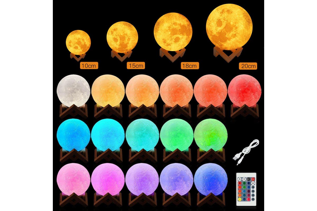 Dimmable 3D Lunar Moon Lamp Moonlight LED Night Light Touch Pat Remote 10cm, 16 Color