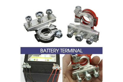 2Pcs 12V Battery Terminals Connectors Clamps 3 Way Kit For Caravan Car Van