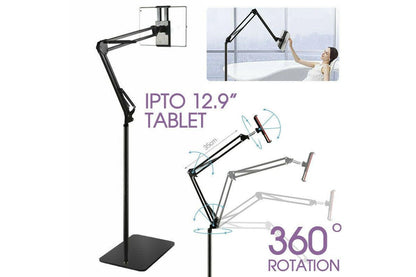 Adjustable Hands Free Floor Stand Holder For Tablet Smart Phone up to 12.9 inch Compatible with Ipad