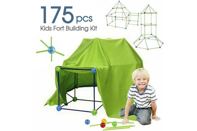 175pcs Kids Construction Fort Building Kit Castles 3D Play House Tent Toy Gift