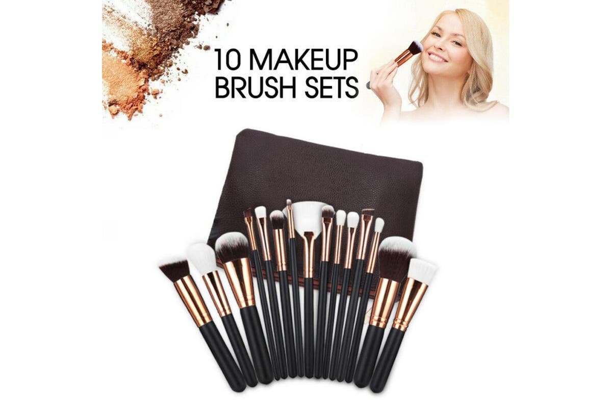 Soft 15Pcs Pro Face Powder Makeup Brushes Set Eyeshader Blending Highlight Tools