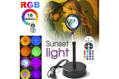 16Colors Rainbow Sunset Projection Lamp LED Modern Romantic Remote Control Light