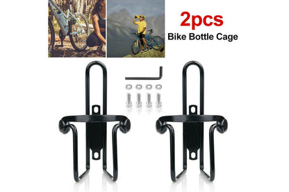 2pcs Bicycle Bike Water Bottle Cage Drink Rack Mountain Bike Cup Holders Tool, Black