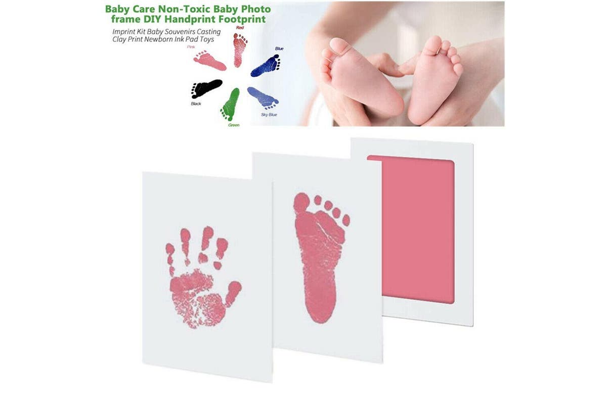 Inkless Wipe Hand and Foot Print Kit Newborn Christening Baby Pet Keepsake Gift, Pink