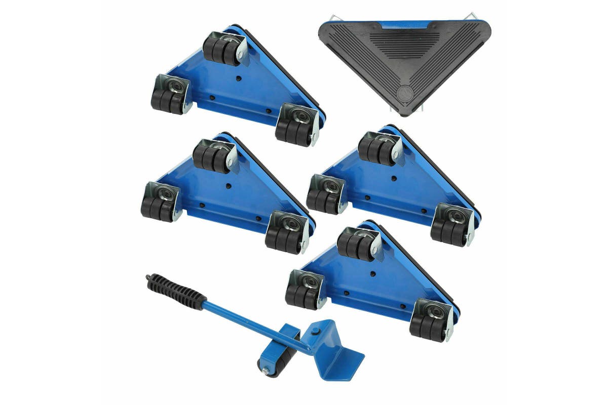 5pcs Furniture Slider Lifter Moves Wheels Mover Kit Home Moving Lifting System Blue