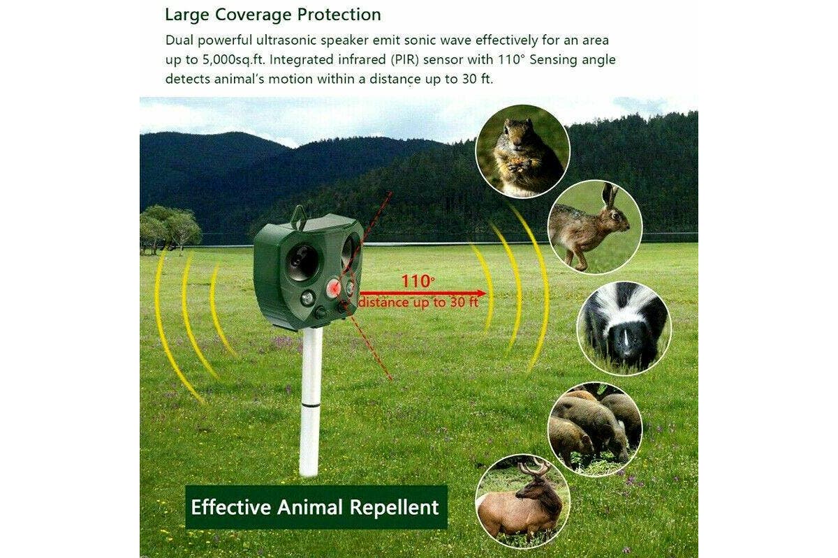 Solar Ultrasonic Animal & Pets Repeller Motion Sensor Bird Rat Possum Repellent