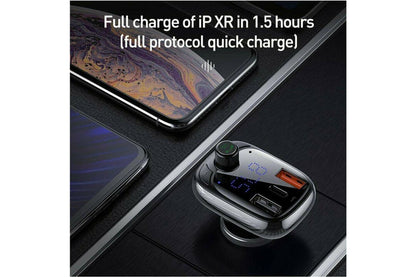 Baseus Bluetooth 5.0 FM Transmitter Car Kit Adapter MP3 Player Dual USB Charger