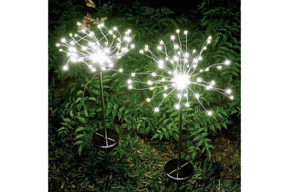 2X Fireworks LED Fairy String Lights Starburst Solar Xmas Garden Night Lamp, White