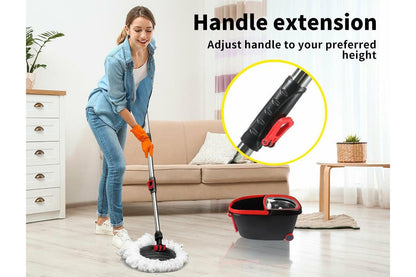 Spinning Mop Stainless Steel Bucket Easy Clean 2 Free Spin Mop Heads Wheel