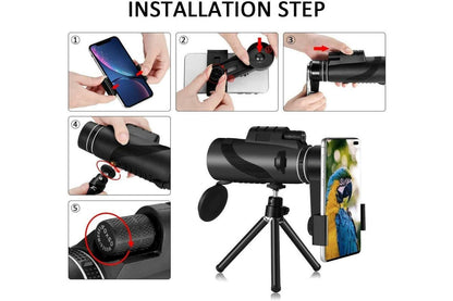 Durable Portable Telescope Monocular Travel +Phone Clip +Tripodset