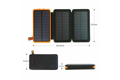 Waterproof Portable Solar Charger Dual USB External Battery Power Bank 20000mAh