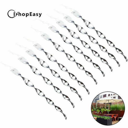 12 pcs Bird Repellent Wind Twisting Scare Rods Reflective Spiral 30cm Long