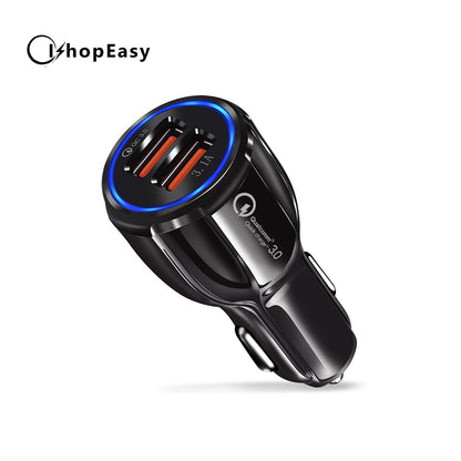 12V Car Lighter Socket Dual QC3.0 USB Ports Fast Charger Power Adapter