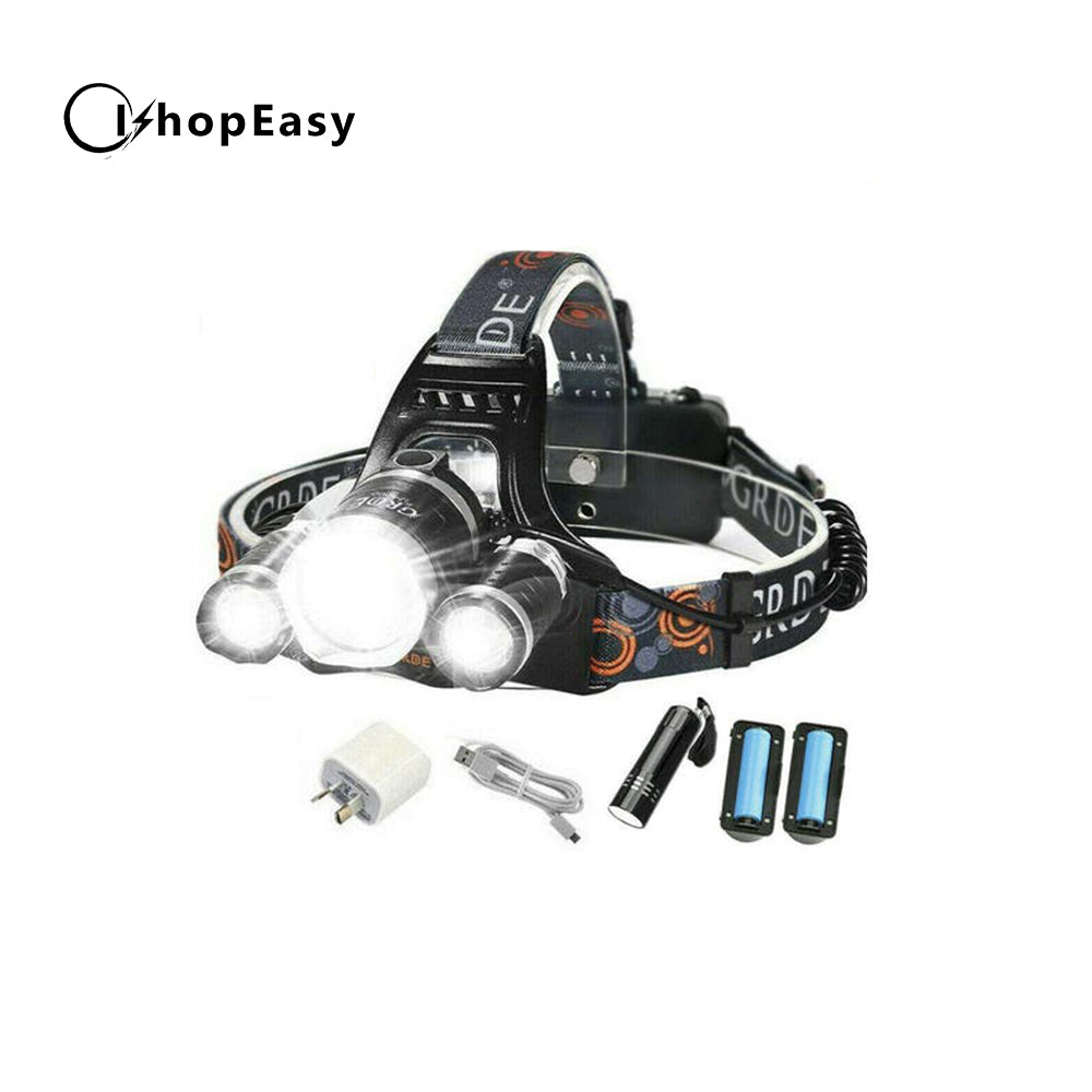 100000LM RECHARGEABLE HEADLAMP 3T6 XML LED HEADLIGHT HEAD TORCH FLASHLIGHT