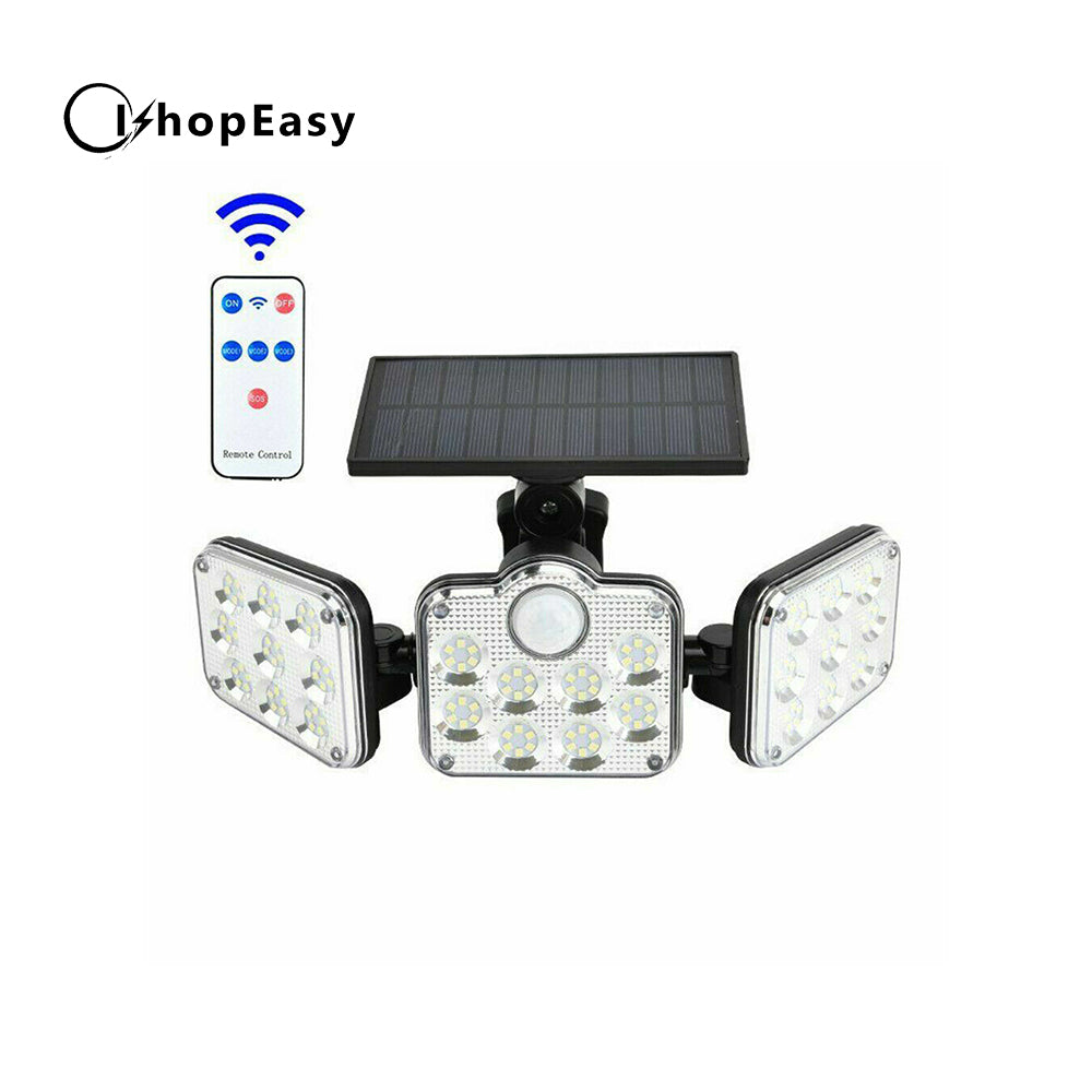 3 Head Solar Motion Sensor Light Outdoor Garden Wall Security Flood Lamp 138 LED, Integrated Type