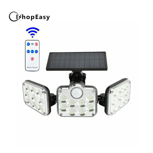 3 Head Solar Motion Sensor Light Outdoor Garden Wall Security Flood Lamp 138 LED (Separate Type)