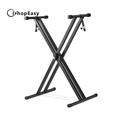 Folding Double Braced X Style Adjustable Music Piano Keyboard Stand Height