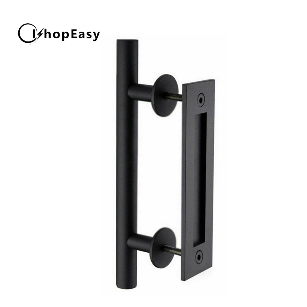 12Inch Barn Door Handle Sliding Flush Pull Wood Door Gate Hardware Stainless Steel, Black