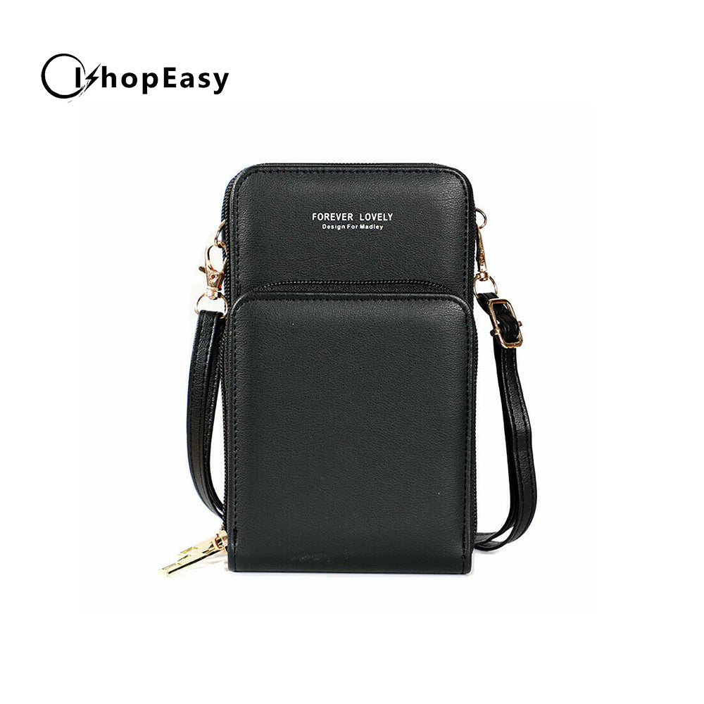 Women Crossbody phone Purse Touch Screen Bag RFID Blocking Wallet Shoulder Strap, Black