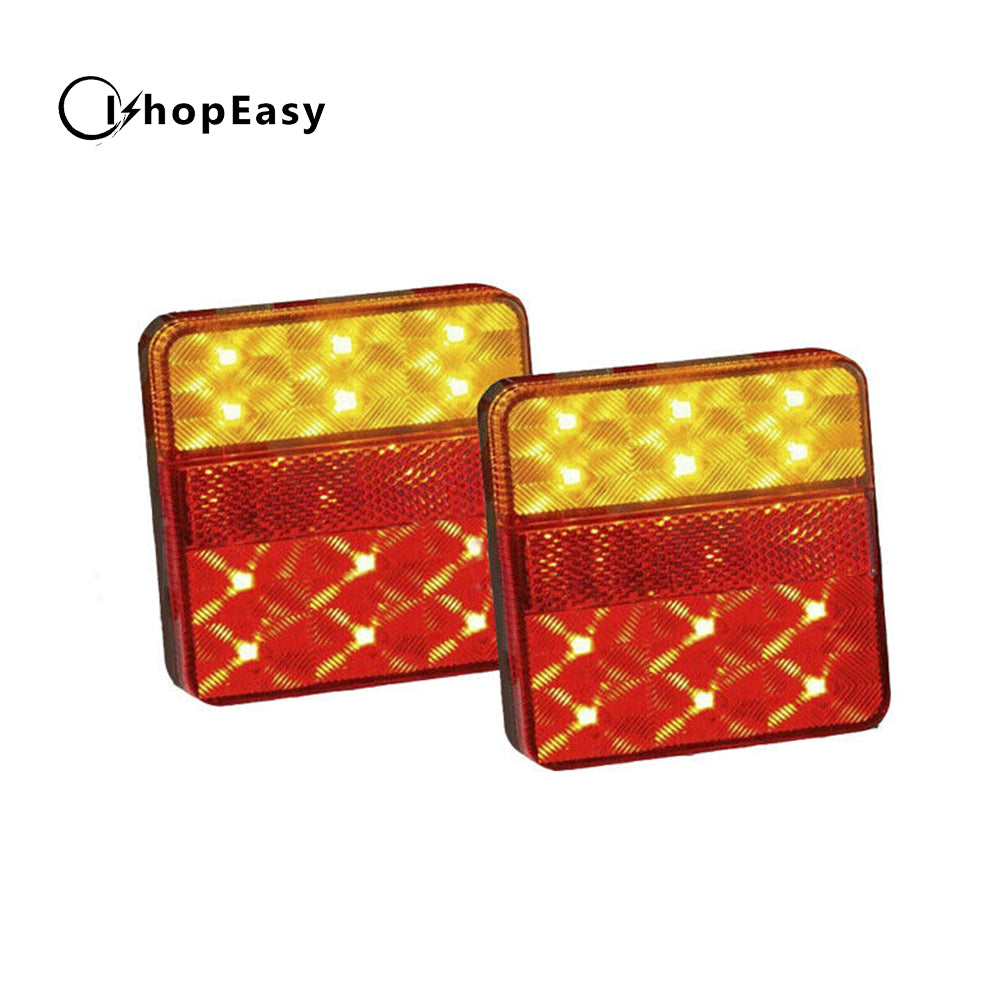 1 Pair 12V LED Trailer Lights Light Square Tail Stop Indicator Truck Lamp Kit