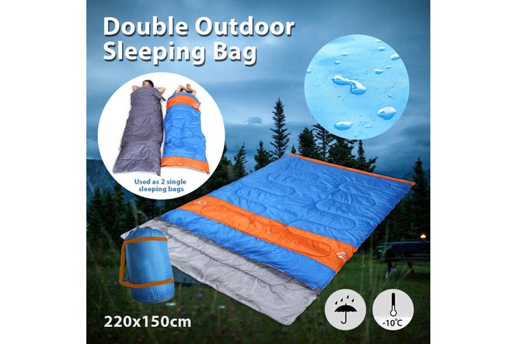 Double Outdoor Camping Sleeping Bag Hiking Thermal Winter 220x150cm