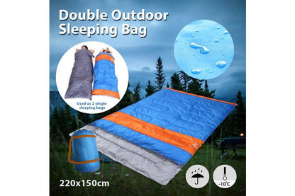 Double Outdoor Camping Sleeping Bag Hiking Thermal Winter 220x150cm