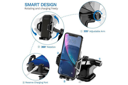 Universal 360? Windshield Mount Car Holder Cradle Long Neck Compatible with iPhone Samsung