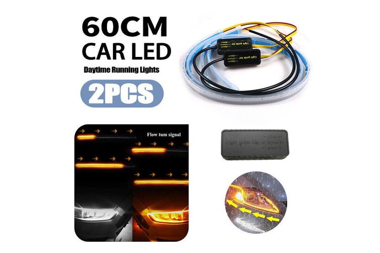 2PCS 60cm Sequential LED Strip Indicator Turn Signal DRL Daytime Running Lights