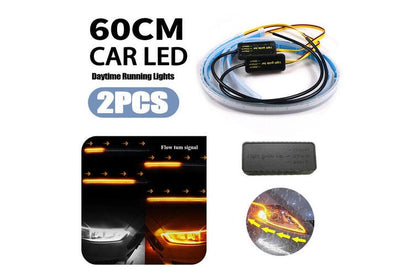 2PCS 60cm Sequential LED Strip Indicator Turn Signal DRL Daytime Running Lights