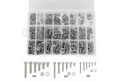 1080pcs M2/M3/M4 Stainless Steel Bolts Nuts Screws Hex Head Assorted Kit Set