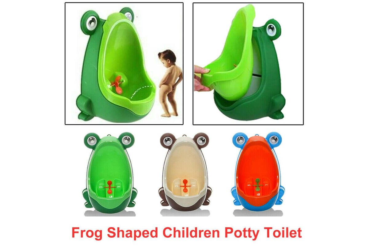 Kid Baby Potty Toilet Training Cute Frog Shaped Urinal Boys Pee Trainer Bathroom, Green