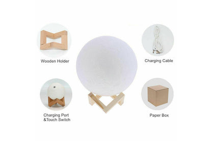 Dimmable 3D Lunar Moon Lamp Moonlight LED Night Light Touch Pat Remote 10cm, 16 Color