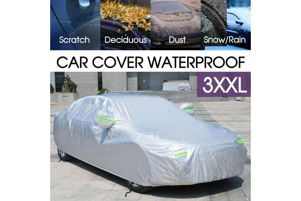 3XXL 3Layer Aluminum Waterproof Outdoor Car Cover Double Thick Rain UV Resistant