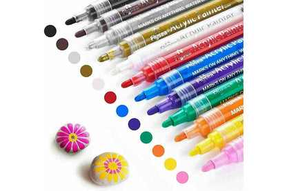 24 Colours Acrylic Paint Pens For Rock Painting Stone Ceramic Glass Rock Markers