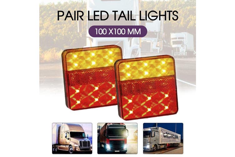 1 Pair 12V LED Trailer Lights Light Square Tail Stop Indicator Truck Lamp Kit