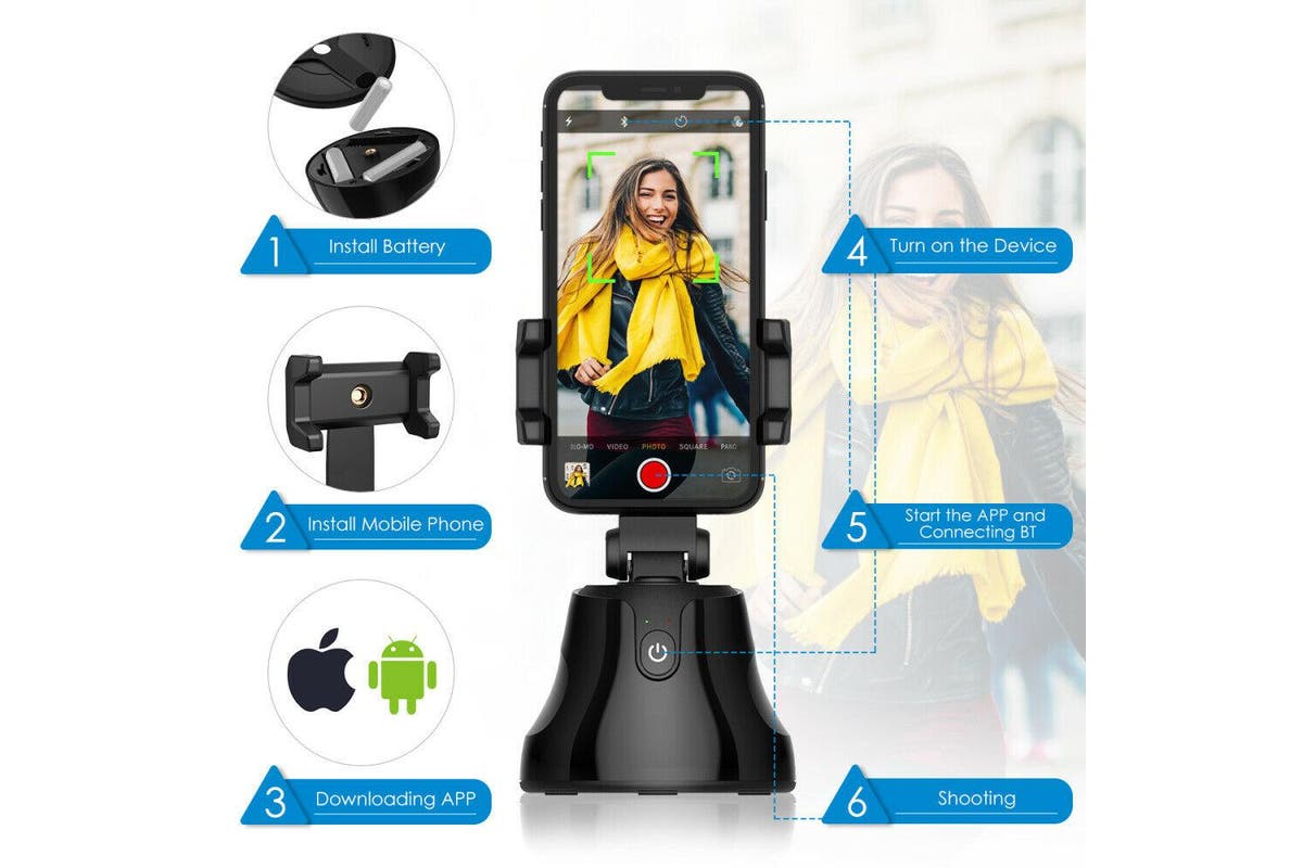 Wireless 360? Rotation Auto Face Tracking Smart Shooting Camera Phone Mount