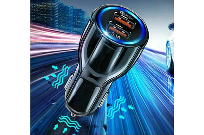 12V Car Lighter Socket Dual QC3.0 USB Ports Fast Charger Power Adapter