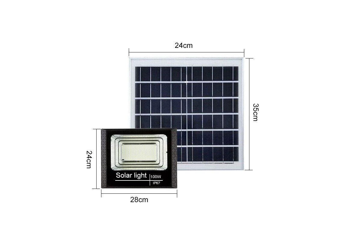 100W LED Solar Light Street Flood Sensor Remote Outdoor Garden Security Lamp