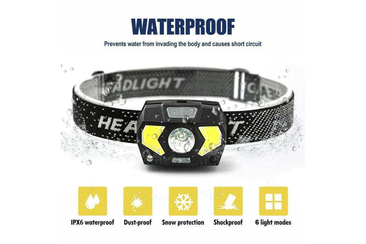 6 Modes Head Torch LED Headlight COB Camping Headlamp USB Rechargeable Flashlight Lamp