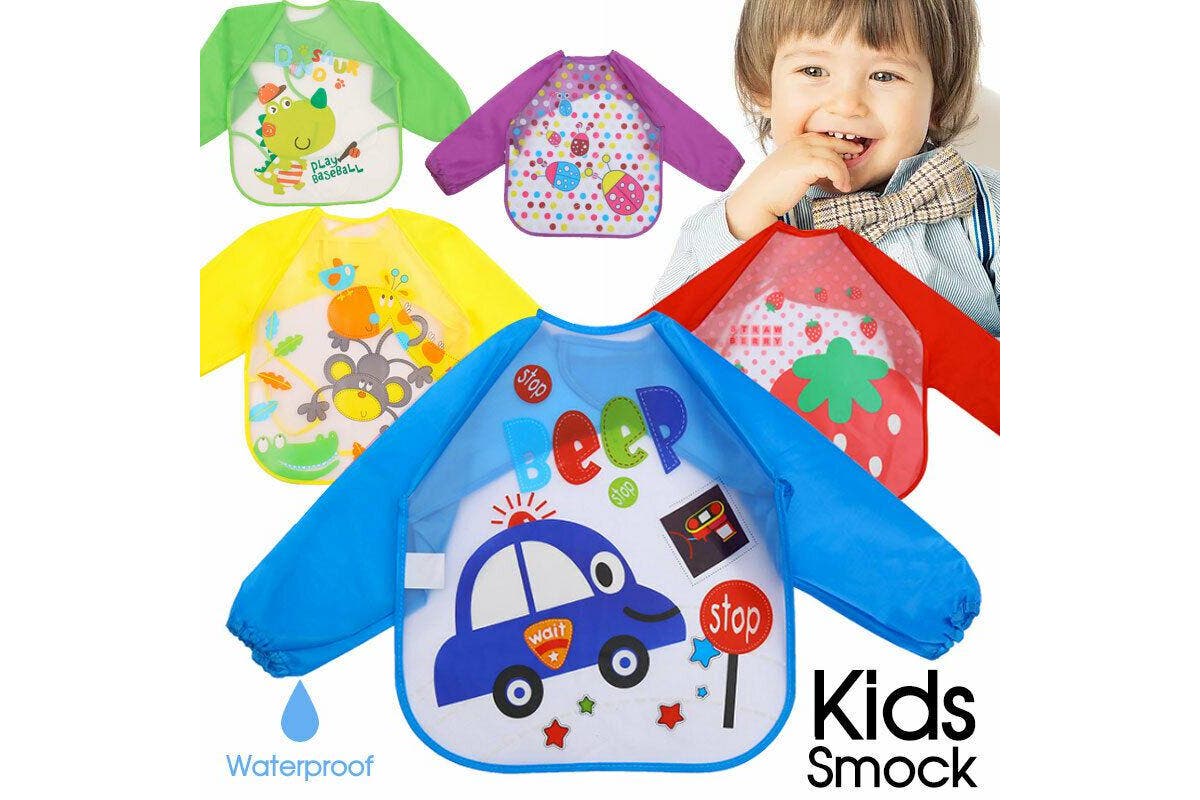 Long Sleeve Kids Baby Bibs Bib Apron Waterproof Art Smock Feeding Toddler, Ladybird