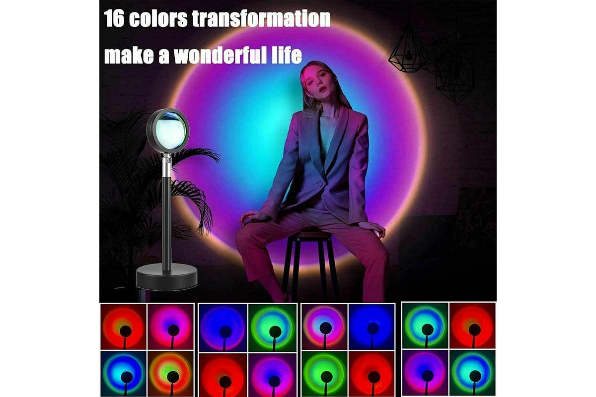 16Colors Rainbow Sunset Projection Lamp LED Modern Romantic Remote Control Light