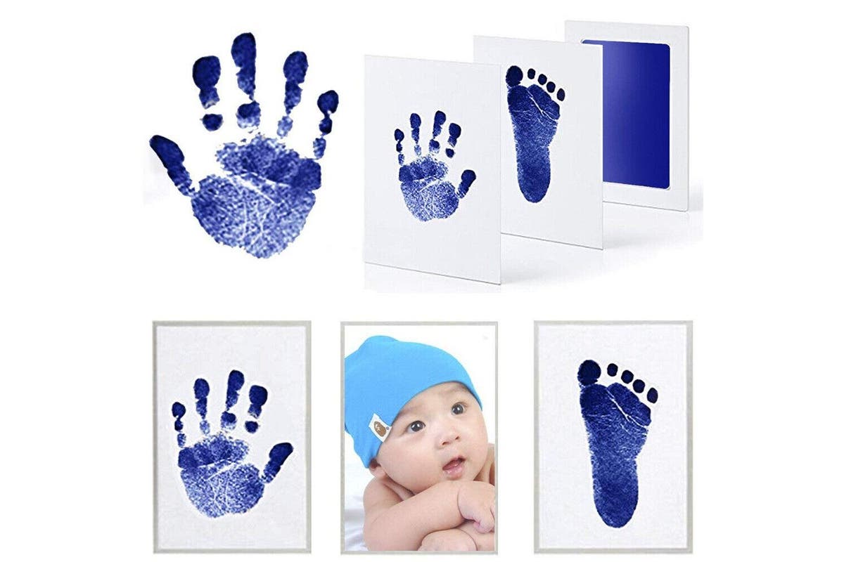 Inkless Wipe Hand and Foot Print Kit Newborn Christening Baby Pet Keepsake Gift, Dark Blue